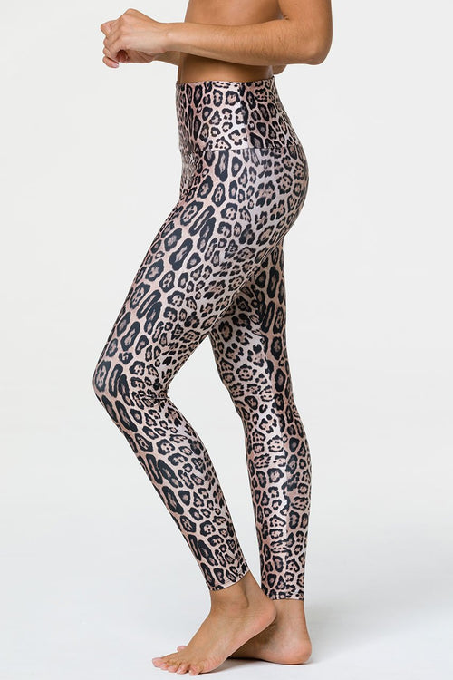 Avia Women's Activewear Mesh Leopard Print Side Stripe Legging