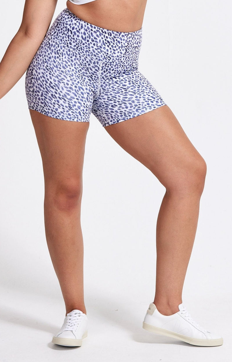 High Waisted, animal print, athletic short. Sustainable and ethical.