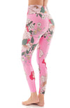 Pink Floral high rise reversible women's leggings Maaji Ethical activewear