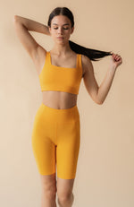 ethical sustainable crop sports bra yellow girlfriend collective