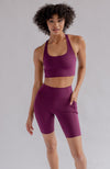 ethical sustainable purple high rise pocket bike short girlfriend collective