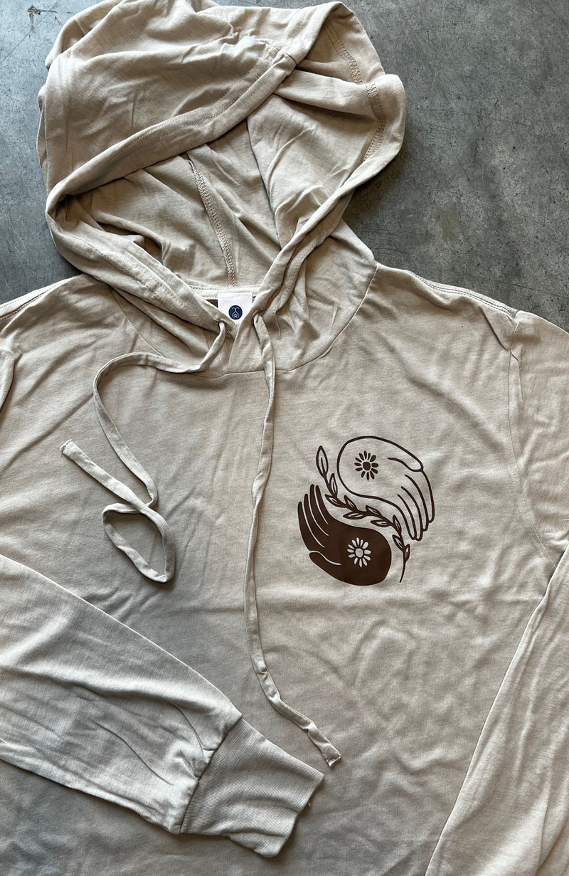 yoga hooded crop yin yang ethically made apparel