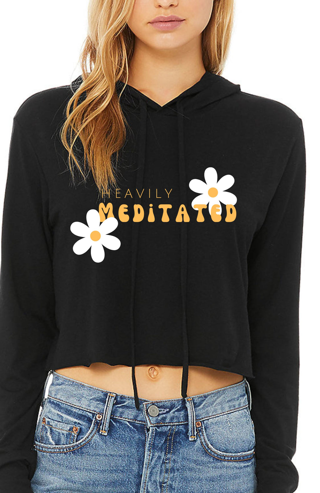 Shop Sweat Society Activewear - Heavily Meditated - Yoga Hooded Crop