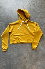 Women's made in canada ethical crop hoodie mustard