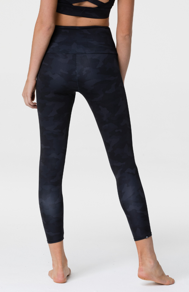 Shop Onzie Midi Legging Black Gray Camo Canada USA Sweat