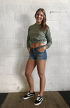 Green Cropped Crewneck - Unbranded