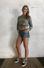 Sweat Society Ethical Activewear - LIFT collection - Green crop crewneck Canada USA
